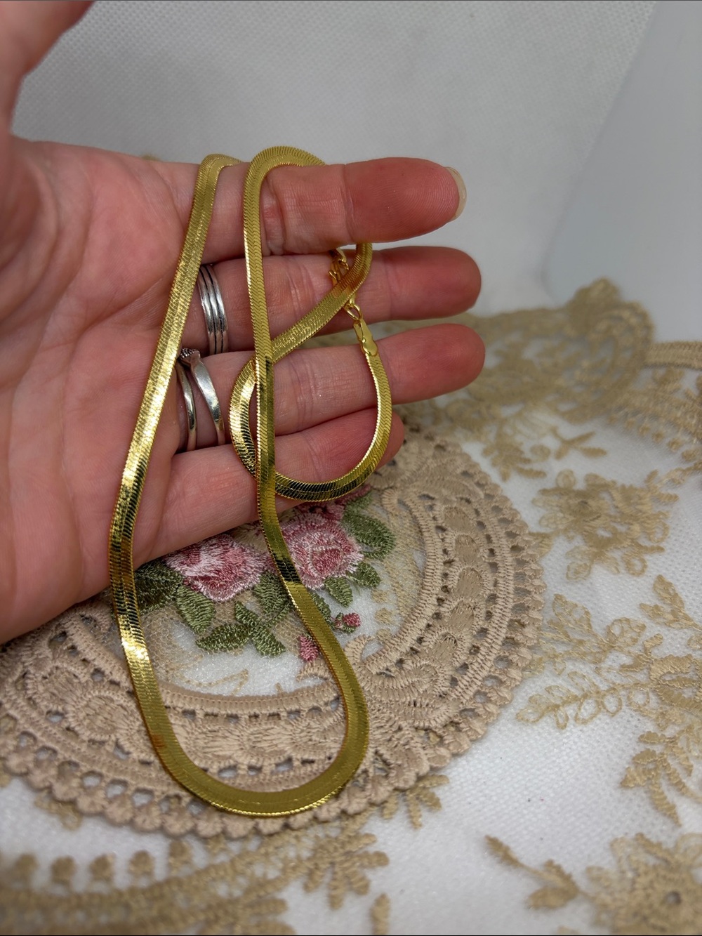 18K Gold 20” Flat Snake Chain Necklace 6mm Wide Estate Style Fluid Motion